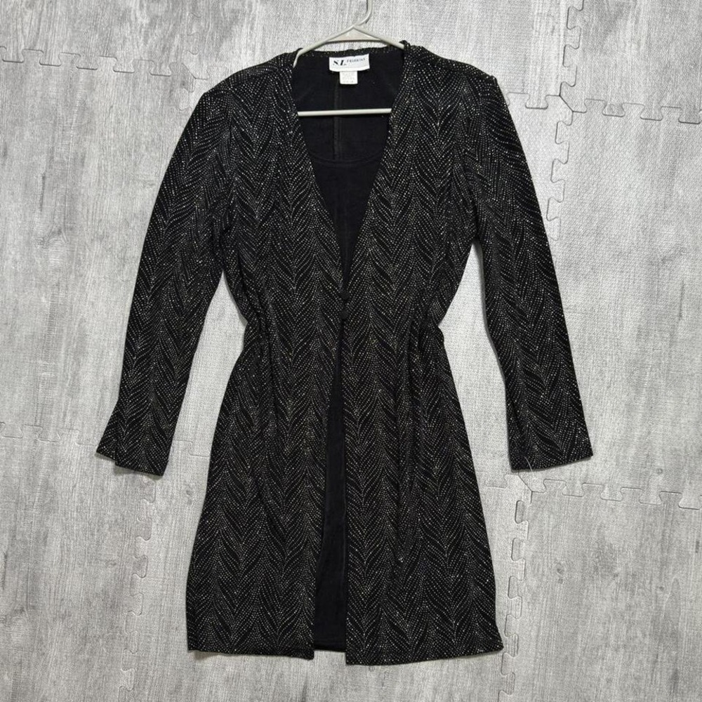 Vintage SL Fashions‎ Sparkle Pattern Open Front Cardigan Dress Women's Medium